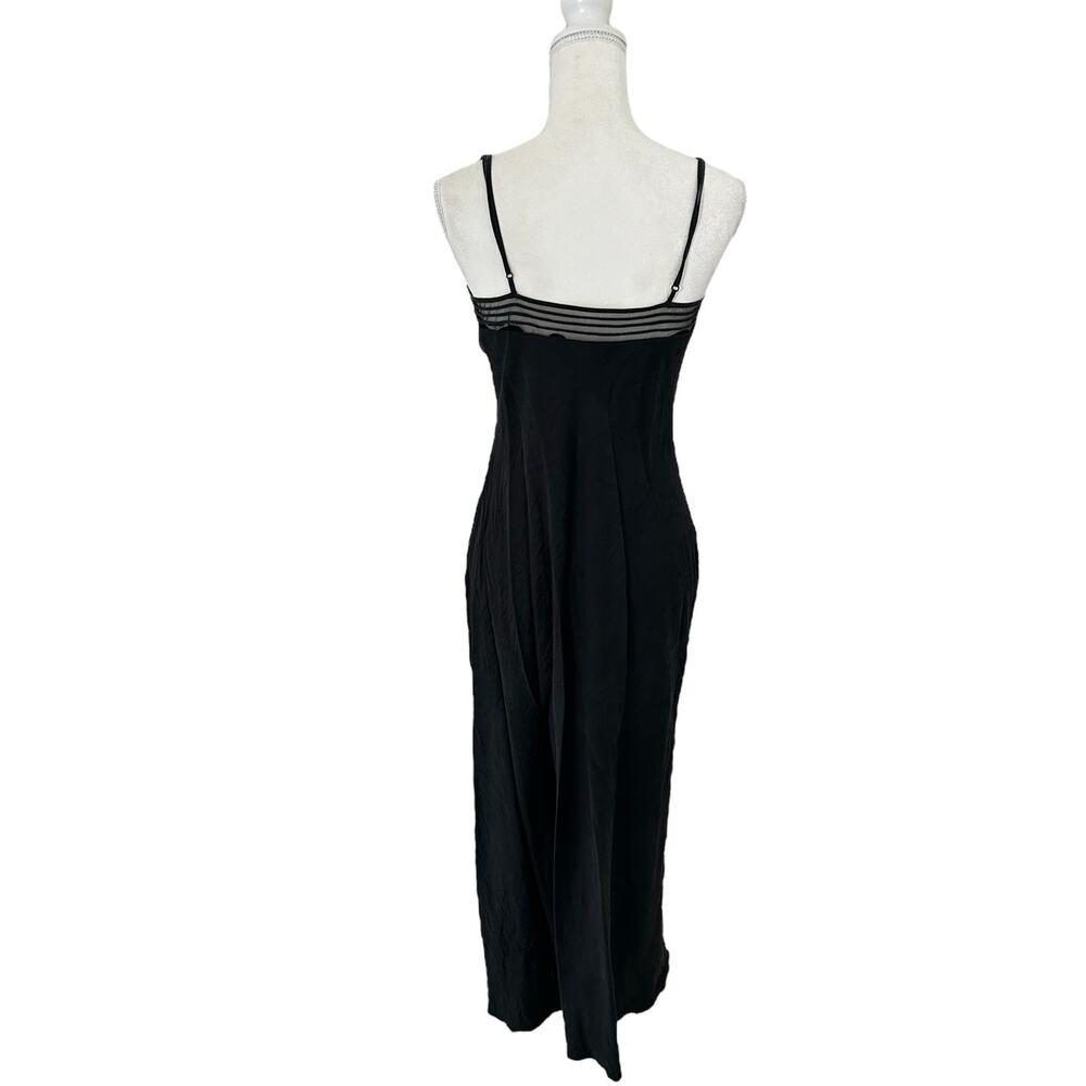 Victorias Secret Vintage Y2K Silk Black Maxi Mesh Neckline Dress Size Medium - Picture 7 of 11